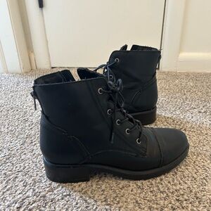 Black Lace-Up Ankle Boots